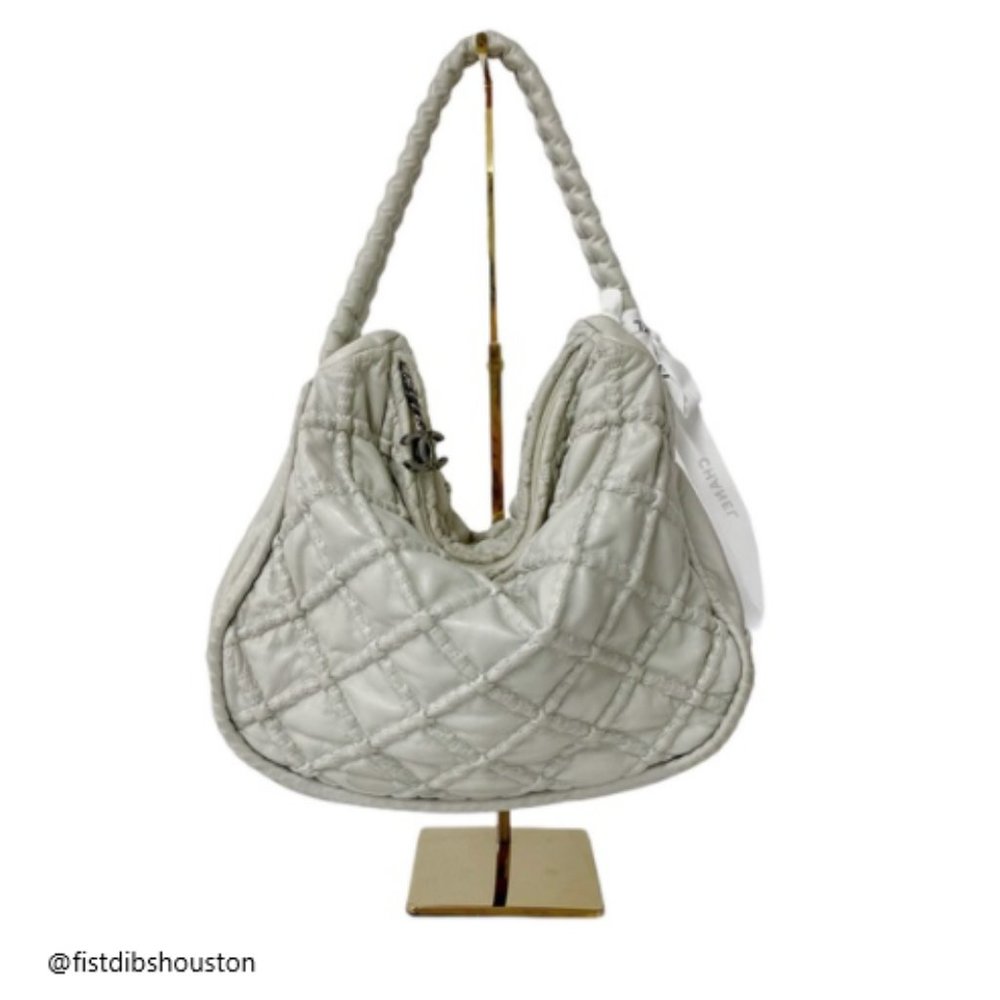 Chanel Hidden Chain Grey Lambskin Leather Bag